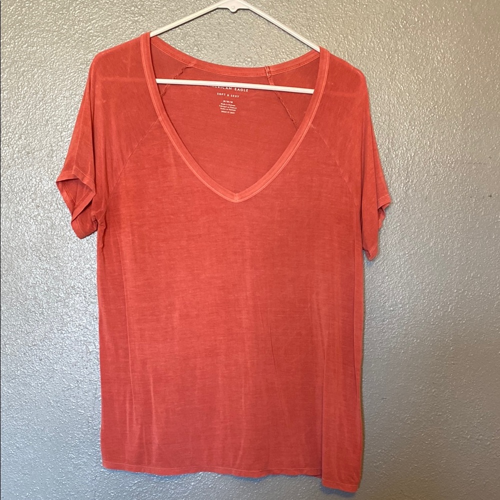 Women's Coral V-Neck Top